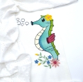 Stickdatei Seepferdchen mit Blumen