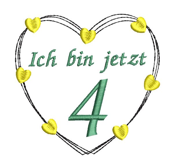 Bild 1 von Stickdatei Herz 4. Geburtstag 10x10cm und 13x13cm