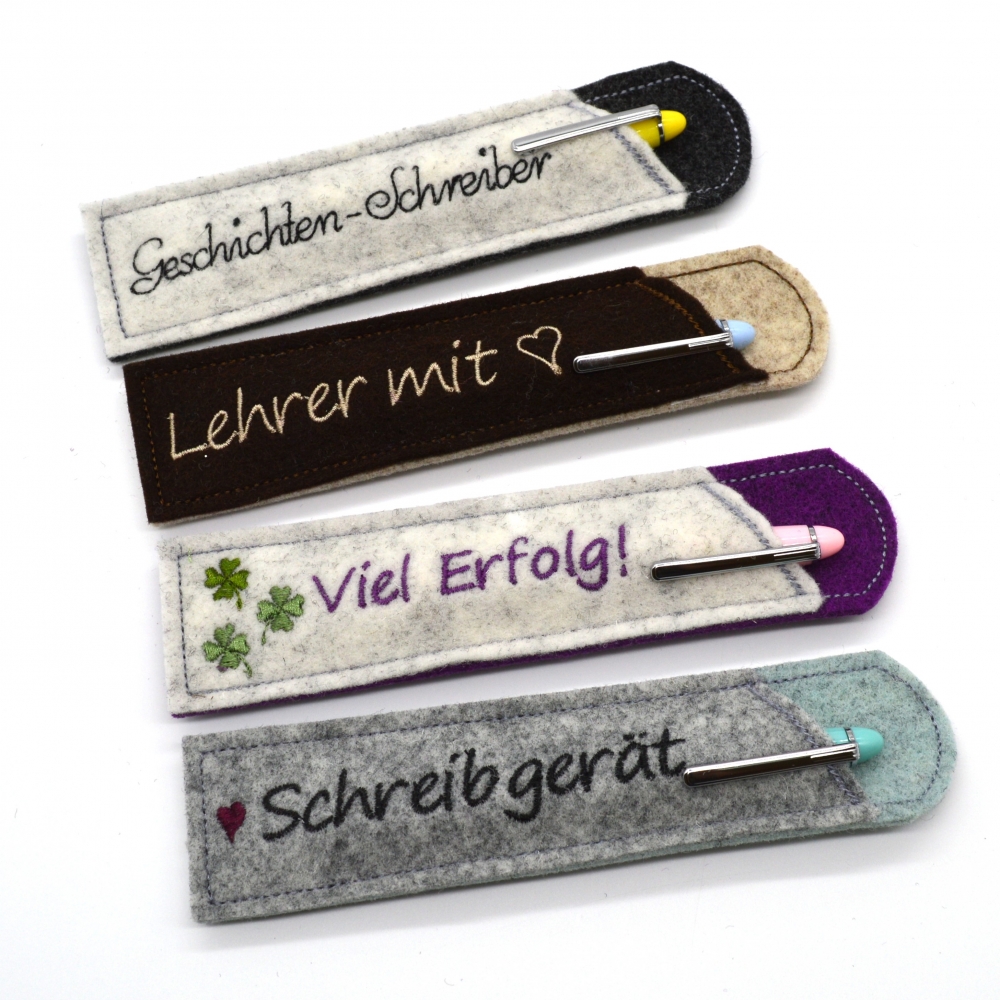 Bild 1 von Stickdatei Etuis Stifteetui schmal für einen oder zwei Kugelschreiber 10 Varianten