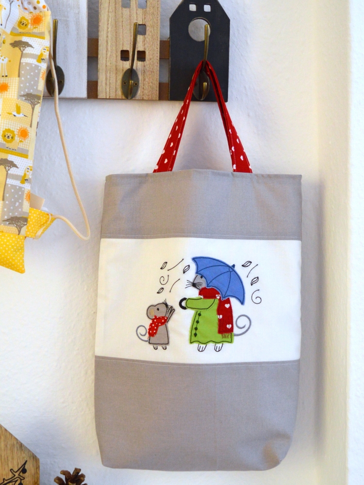 Bild 1 von Stickdatei Maus doodle Applikation Herbst Regentag