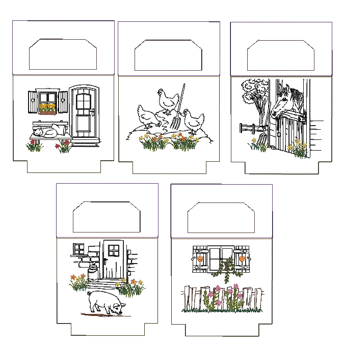 Bild 1 von Stickdatei ITH Wäscheklammersack 5 Motive Landleben mit blanko Datei  / (Stickrahmengröße) 20x30cm