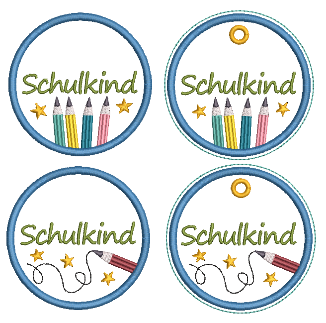 Bild 1 von Stickdatei Schulanfang 2026 2027 Applikation runde Button 10x10cm mit blanko