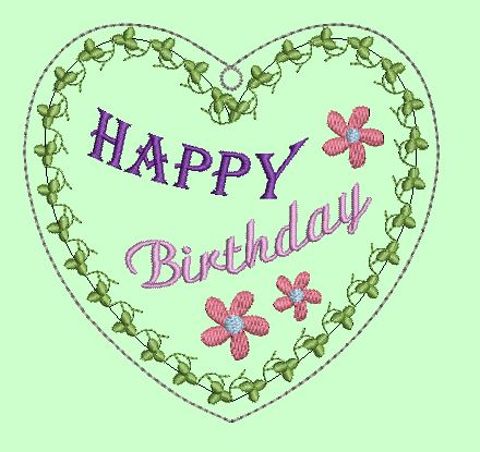 Bild 1 von ITH Stickdatei Blumenstecker  Geburtstag Happy Birthday