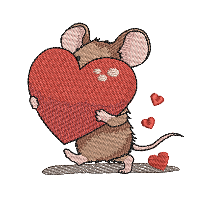 Bild 1 von Stickdatei Maus Herz Valentinstag Liebe 10x10cm