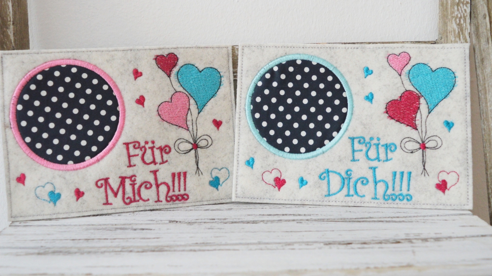 Bild 1 von Stickdatei MugRug Herzen Valentinstag 13x18cm