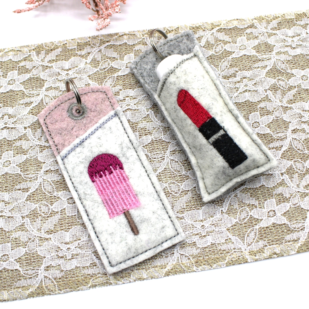 Bild 1 von Stickdatei ITH Lippenpflege Hülle für Lippenstift Thema Sommer 5 Motive + blanko Datei
