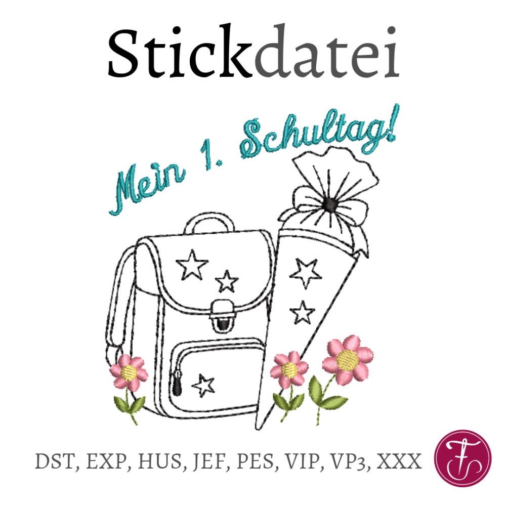 Bild 1 von Stickdatei Schule Schulranzen 1. Schultag