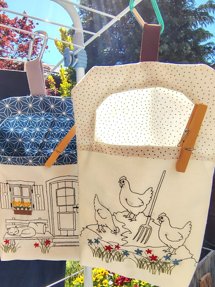 Bild 1 von Stickdatei ITH Wäscheklammersack 5 Motive Landleben mit blanko Datei  / (Stickrahmengröße) 20x30cm
