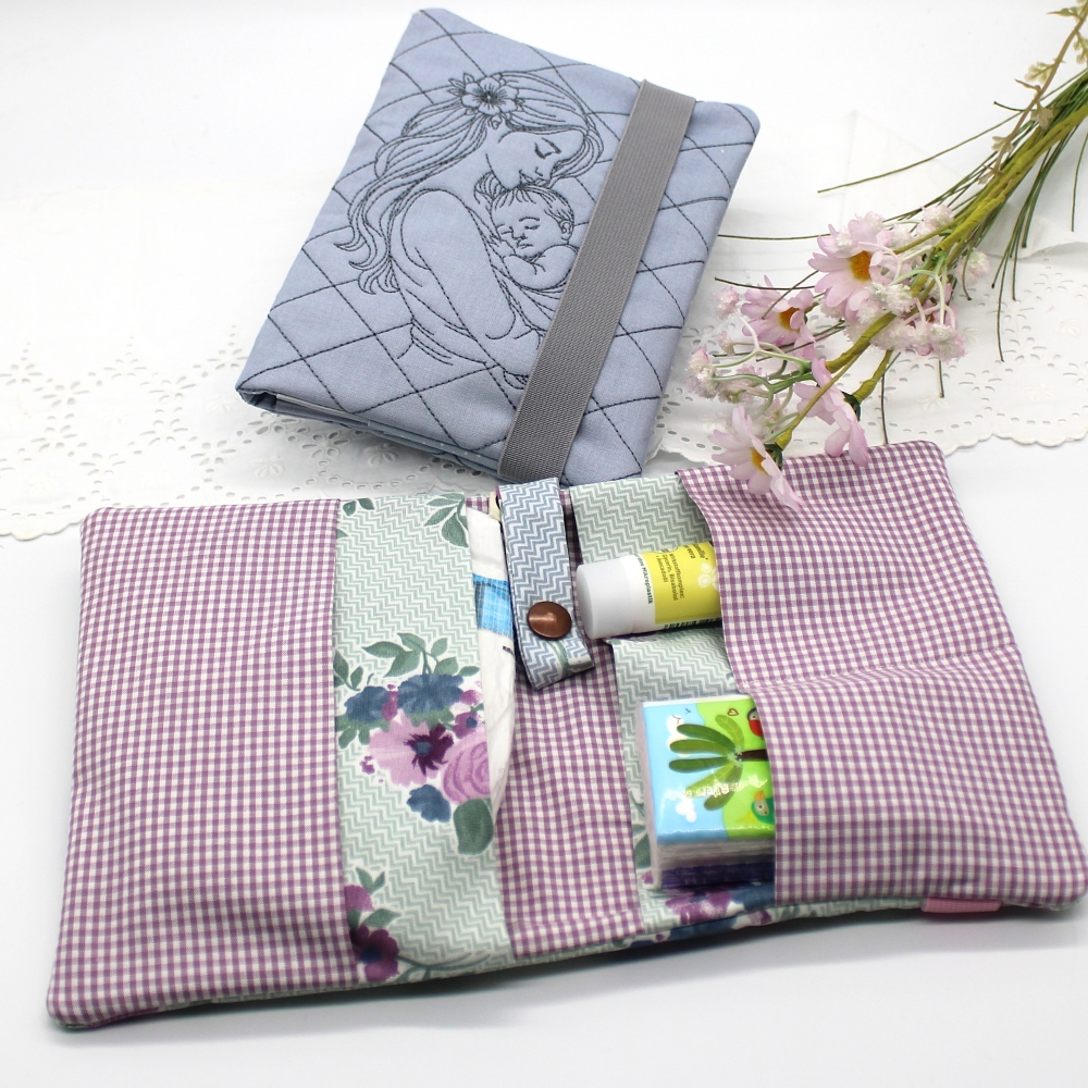 Bild 1 von Stickdatei ITH Windeltasche blanko mit Motiv Mama mit Baby  / (Stickrahmengröße) 20x30cm