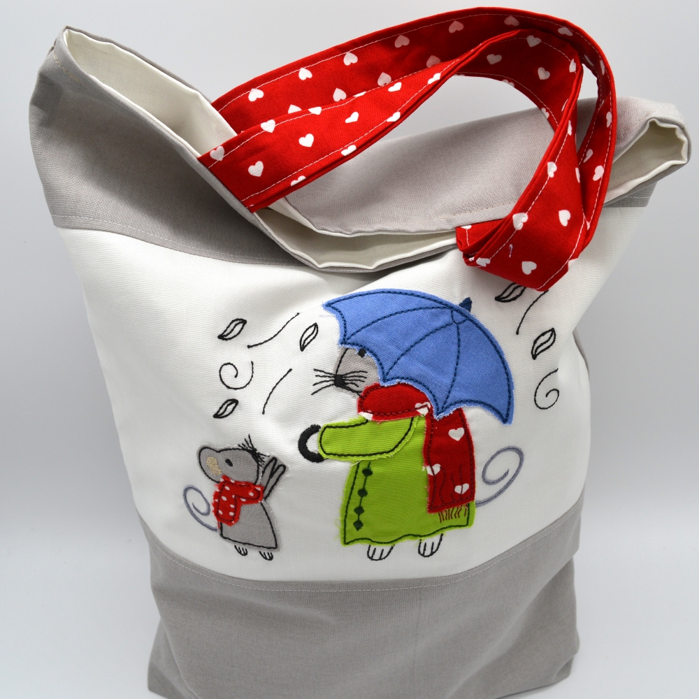 Bild 1 von Stickdatei Maus doodle Applikation Herbst Regentag