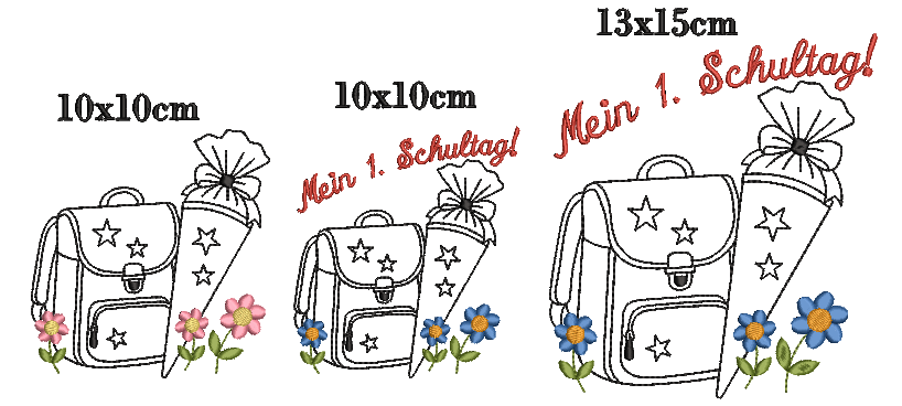 Bild 1 von Stickdatei Schule Schulranzen 1. Schultag