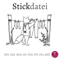 Bild 1 von Stickdatei Fuchs Wäscheleine Herbst Redwork Konturstich