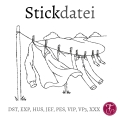 Stickdatei Wäscheleine Redwork Konturstich