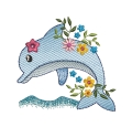 Stickdatei Delfin mit Blumen