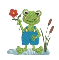 Bild 5 von Stickdatei lustiger Frosch mit Blume