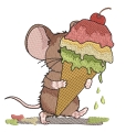 Stickdatei Maus mit Eis Sommer
