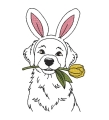 Stickdatei Hund mit Hasenohren mit Tulpe Frühling Kontur