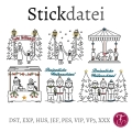 Stickdatei Weihnachtsmarkt Chor Glühweinstand Karussell