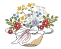Bild 3 von Stickdatei Hut Blumen Konturstich und Vollstick