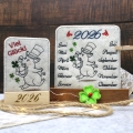 Stickdatei ITH Tischkalender Schweinchen Glücksbringer 
