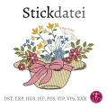 Stickdatei Hut Blumen Konturstich und Vollstick