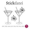 Stickdatei Cocktailglas Konturstich 