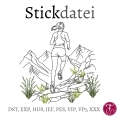 Stickdatei Berglauf Laufen Berge Frau Trailrun Redwork