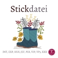 Stickdatei Gummistiefel Herbst Laub Blätter