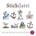 Stickdatei maritim Minis 8 Motive 4x4cm