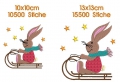 Bild 2 von Stickdatei Hase auf Schlitten