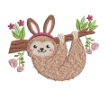 Bild 2 von Stickdatei Faultier mit Hasenohren doodle Applikation und Vollstick