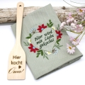 Bild 2 von Stickdatei Blumenherz mit Hier wird mit Liebe gekocht drei Größen