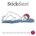 Bild 1 von Stickdatei Schwimmer Schwimmen Redwork Konturstich
