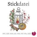 Bild 1 von Stickdatei Laterne Weihnacht Zimtstange Orange